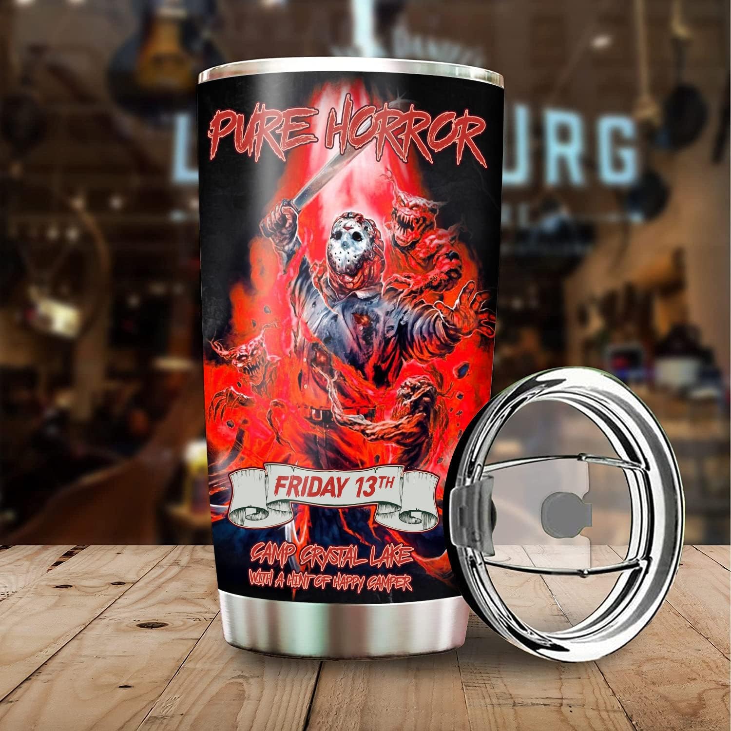Horror Tumbler 20oz Insulated Steel Cup with Lid BPA Free, Travel Mug | Dark Horror Design | Gift Winter Christmas, Halloween for Movie Fans | 2025 Gift Idea