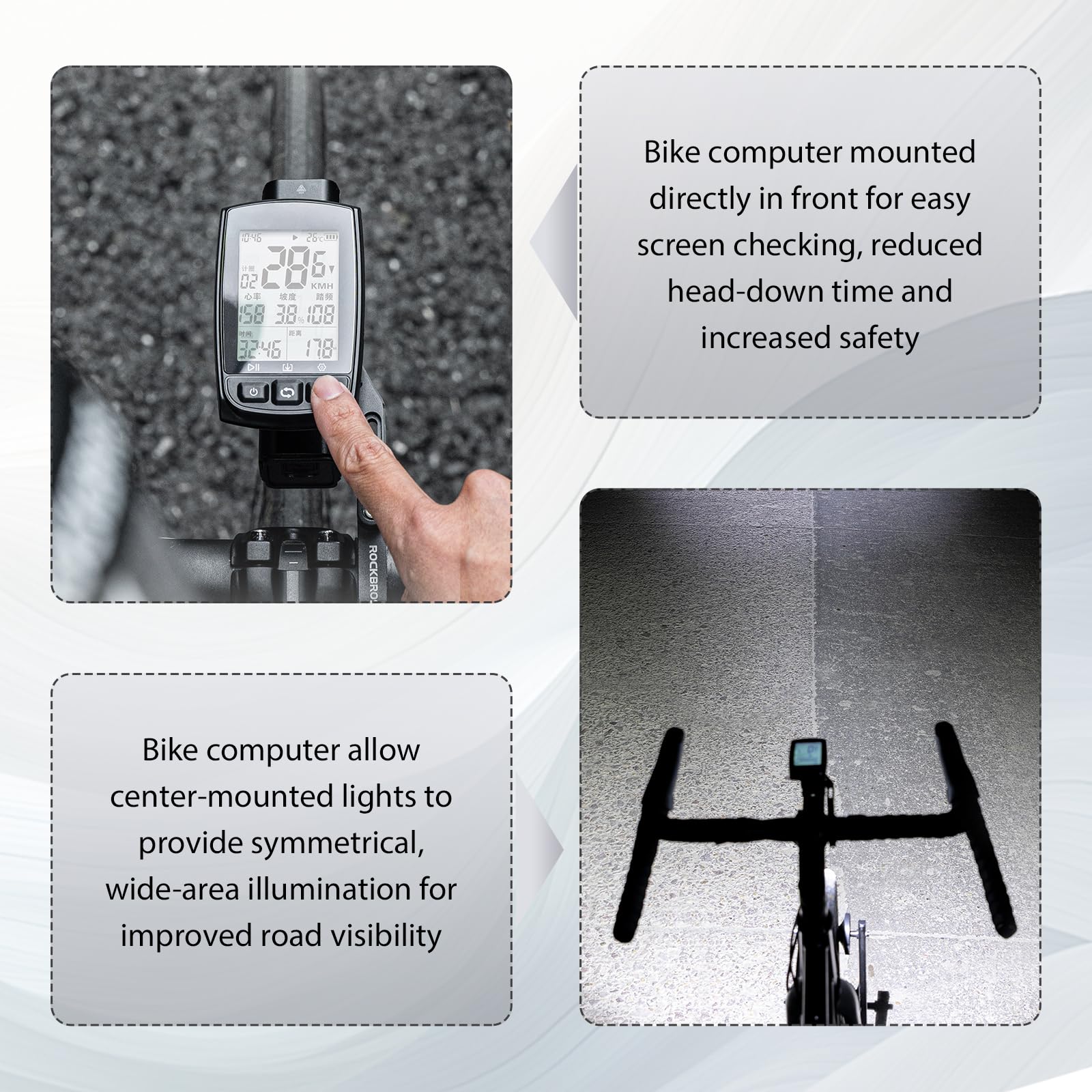 ROCKBROS Soporte para Ciclocomputador para GPS Garmin y Bryton, Soporte para Bicicleta Compatible con Cámaras de Acción y Luces, para manillares de 31,8 mm, MTB y Bicicletas de Carretera