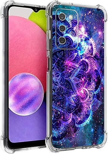 Funda para Galaxy A03s, diseño de mandala morado y cielo, a prueba de golpes, TPU de cuerpo completo, resistente a los arañazos, para Samsung Galaxy