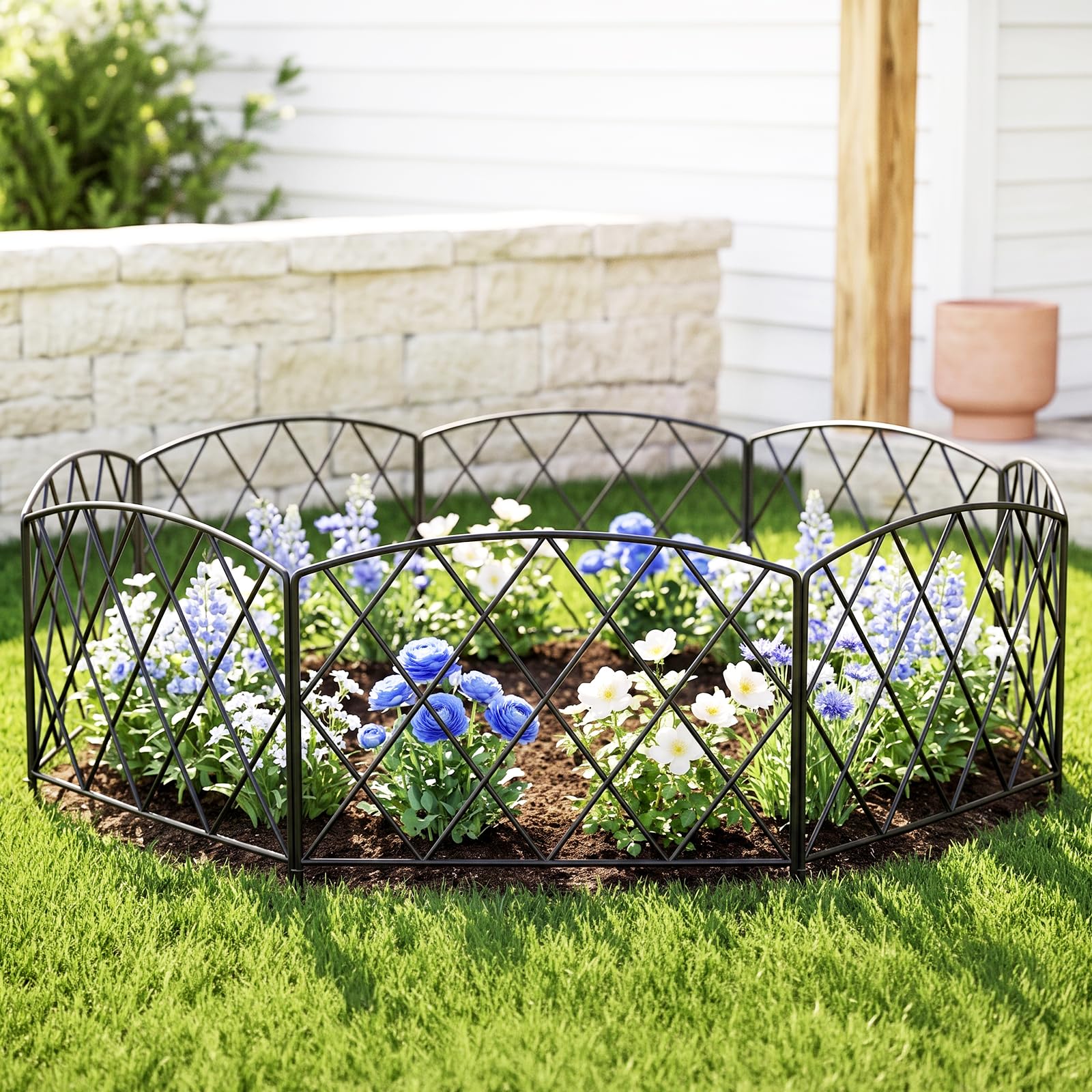 Thealyn Dekorativer Gartenzaun aus Metall, 61 cm breit x 61 cm hoch
