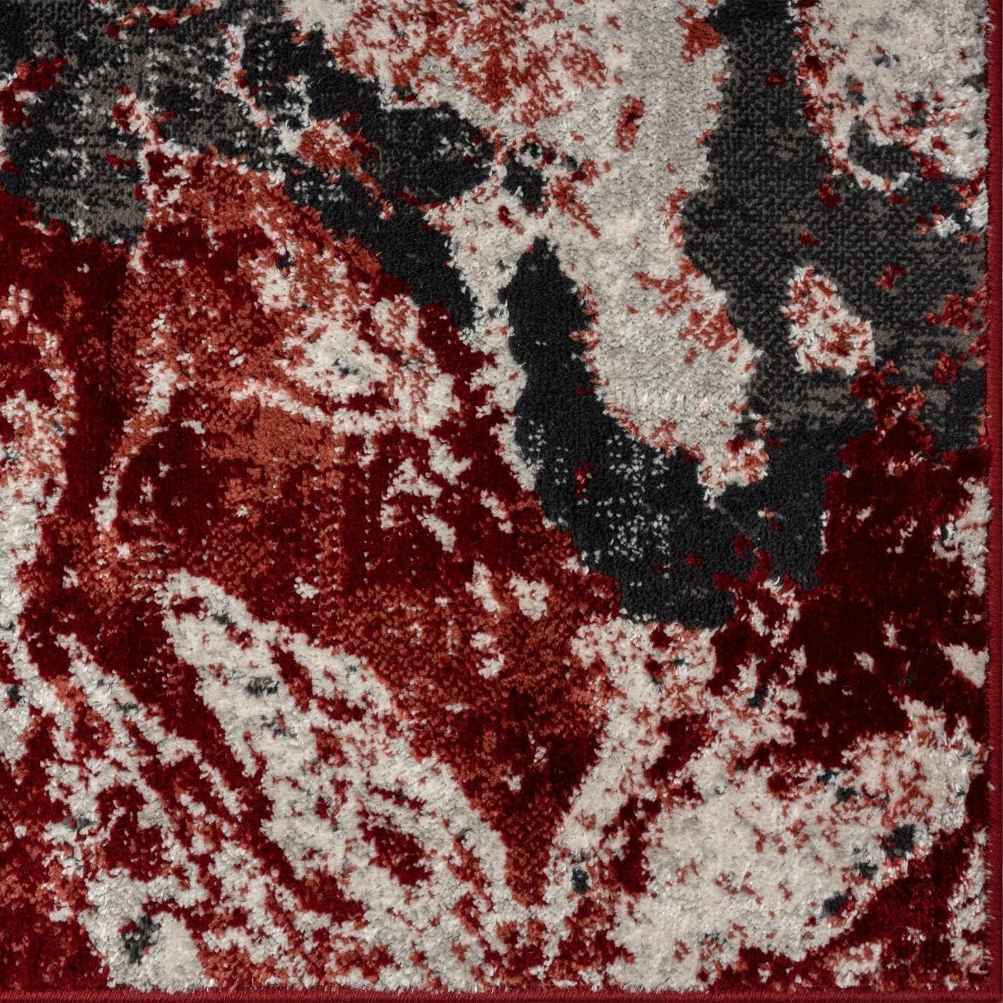 LUXE WEAVERS Abstract Marble Swirl Red 5x7 Area Rug