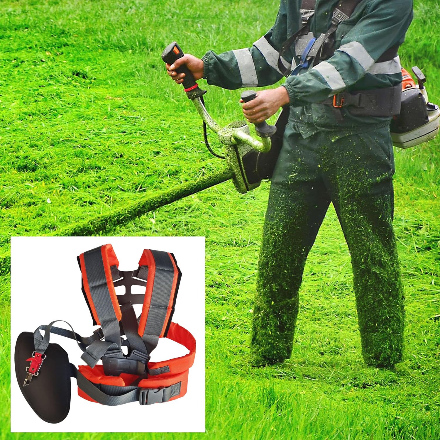 Tracolla Doppia Per Decespugliatore | Regolabile, Comfortevole | Per Tagliaerba E Motoseghe