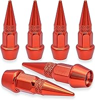 Vista 17 de 4 piezas de tapas de válvula de neumático con estilo púas, cubiertas de válvula de neumático universales de aleación de aluminio a prueba de polvo