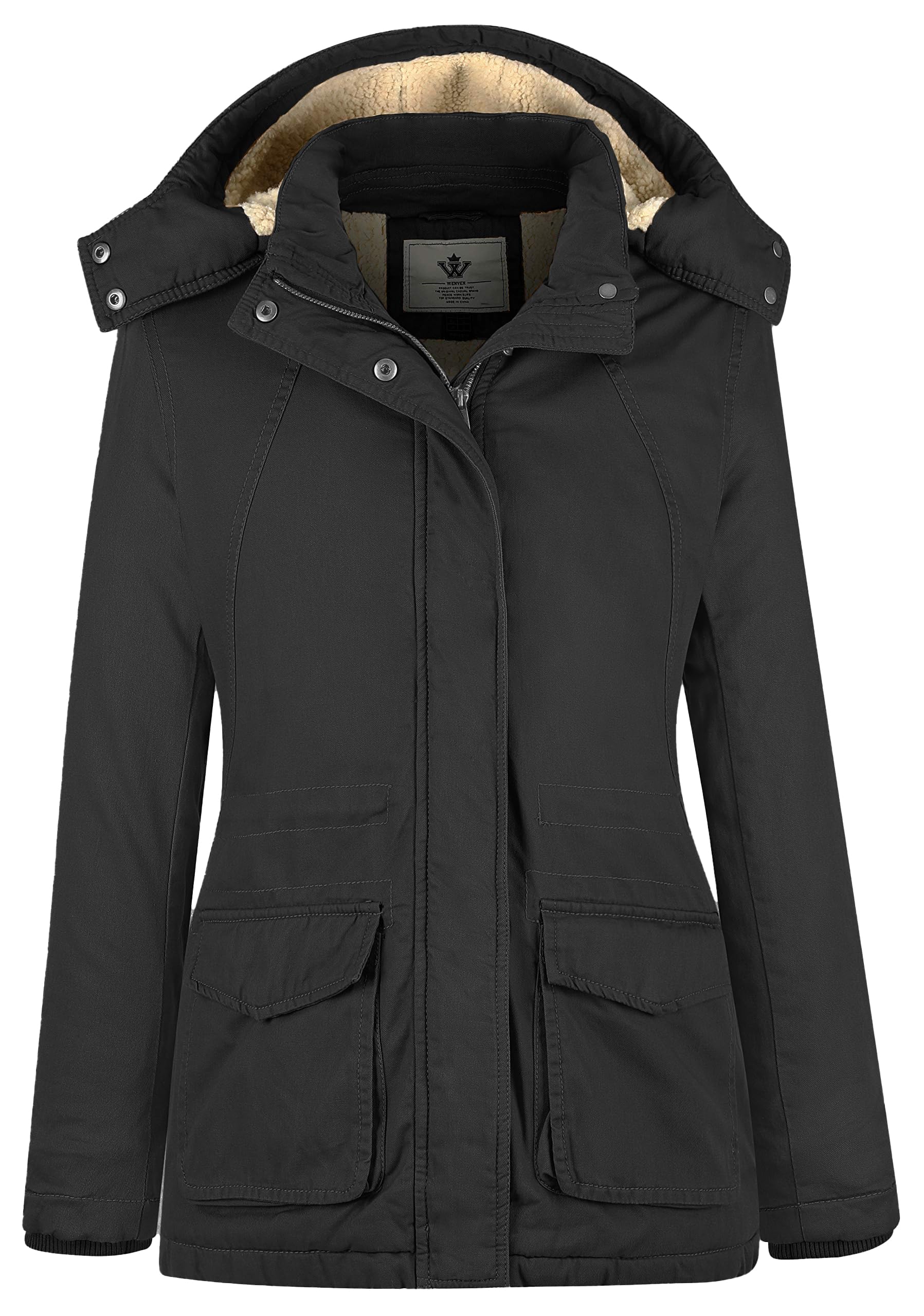 WenVen Women's Winter Warm Sherpa Lined Jacket Heavy Parka Coat with Hood