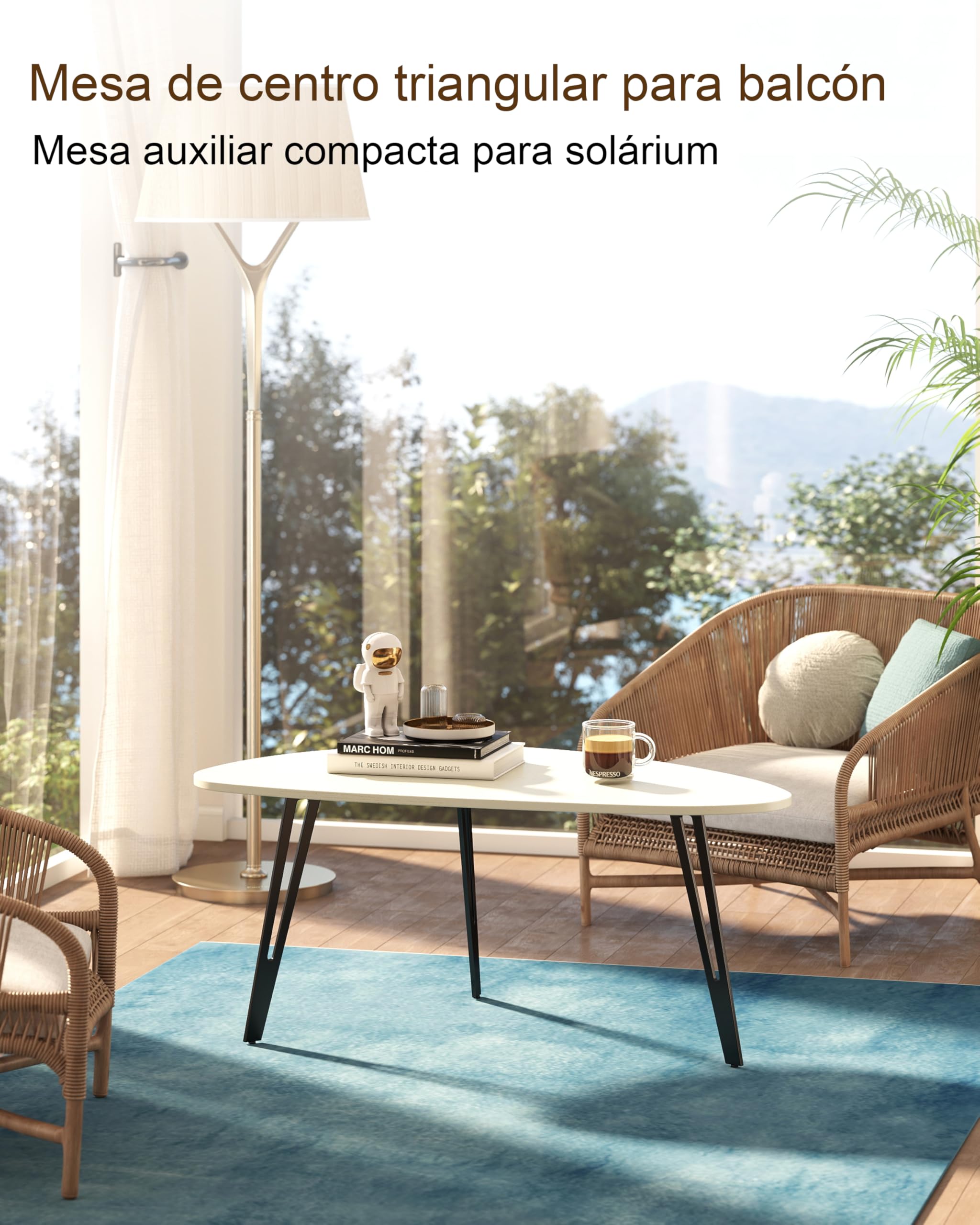Manora Mesa de Centro Ovalada, Mesa Auxiliar Qequeña, Mesas Bajas de Salon Moderna para Sala de Estar, Oficina o Dormitorio (Blanco, Un Nivel)