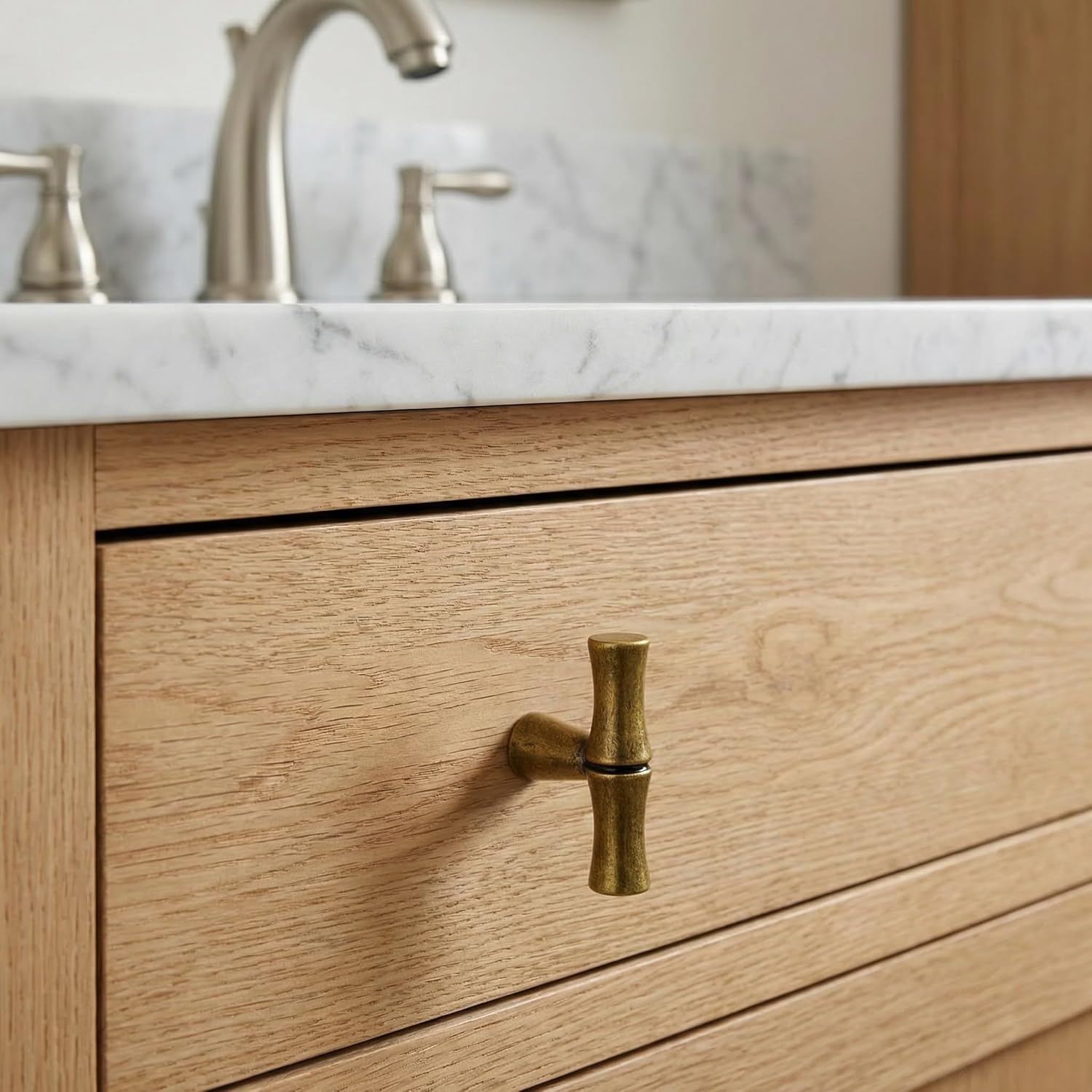 Antique Brass Cabinet Knobs,Vintage Retro Zinc Alloy Solid Dresser Single Hole Cabinet Pull Luxury Drawer Knob Hardware for Bedroom, Kitchen 6 Pack ZJ01