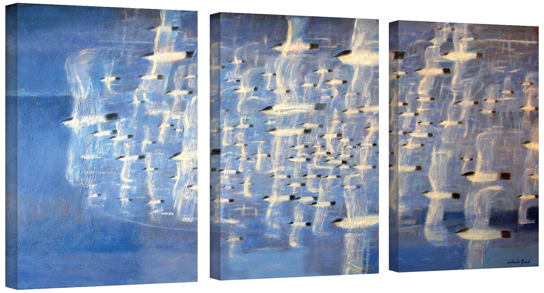Charlie Baird ''Migrate'' 3 Piece Gallery Wrapped Canvas Set, 18X36
