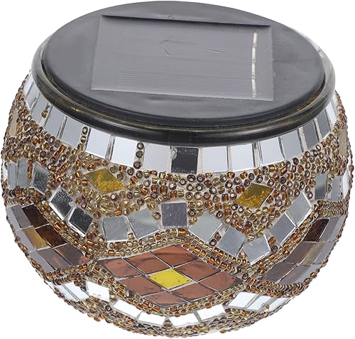 DOITOOL Lámpara de luz de mosaico Lámpara de exterior con energía solar Mosaico azul Luz solar Luces decorativas al aire libre Decoración al aire