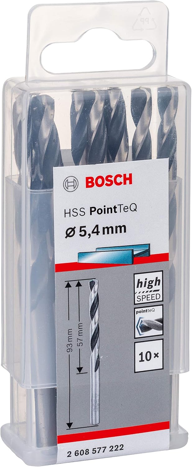 Bosch Professional 10-piece PointTeQ HSS Twist Drill Bit (for Metal 5.4 x 57 x 93 mm, Drill Driver Accessories) - Image 4