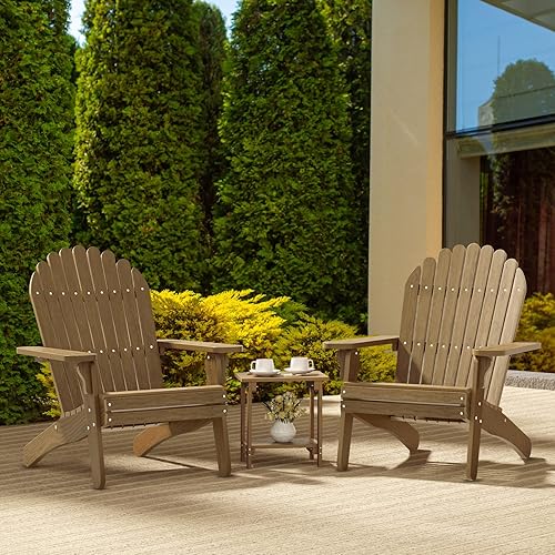 Miniatura 8 de DWVO Silla Adirondack de gran tamaño, silla de poliresina resistente a la intemperie, sillas de poliestireno de grano de madera para exteriores,