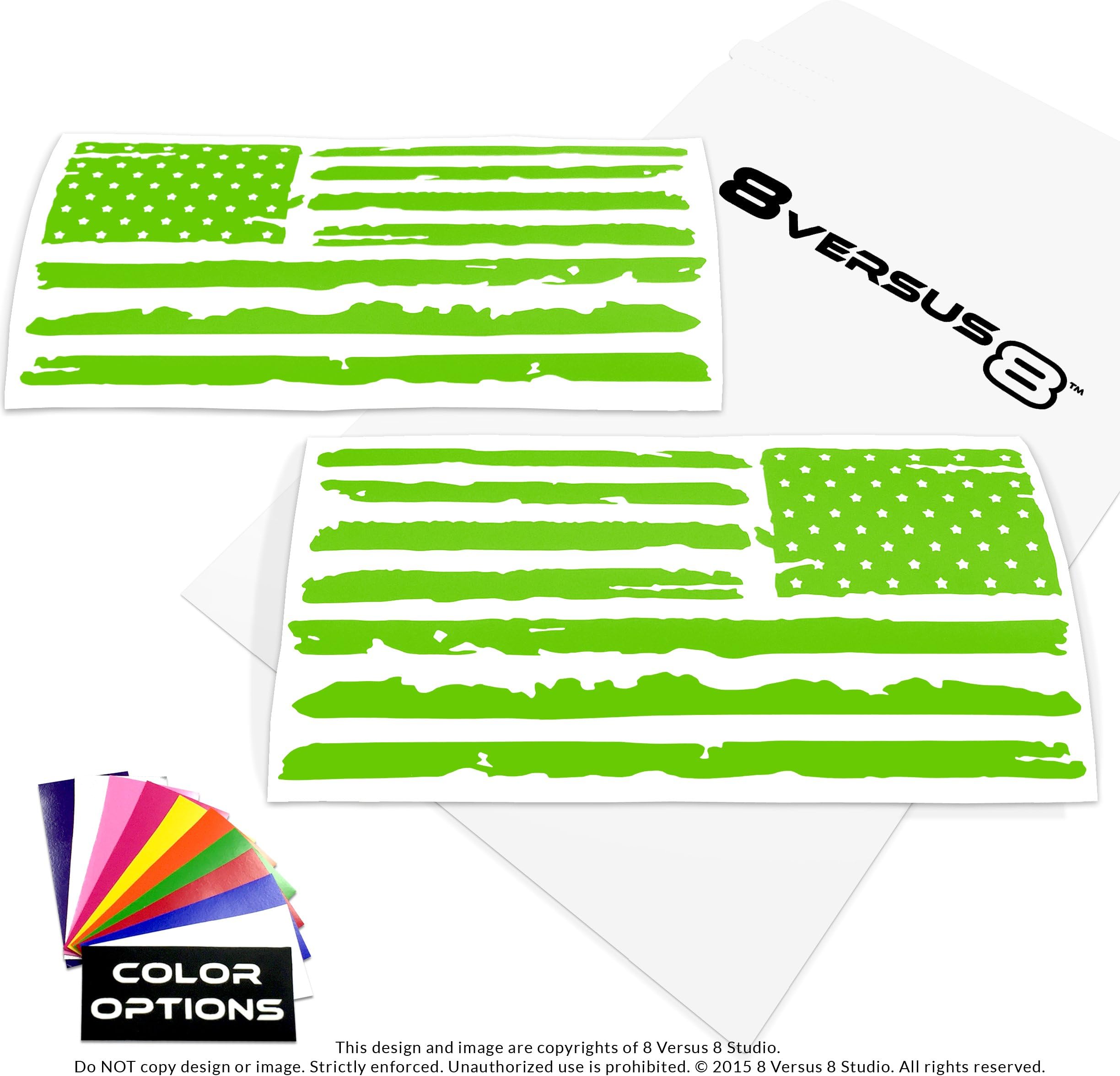 Distressed Flag Decal Sticker - Quantity: 2 - Indoors or Outdoors - Cars, Laptops, Walls, Windows, etc. (6.5" wide x 3.2" tall, Green)