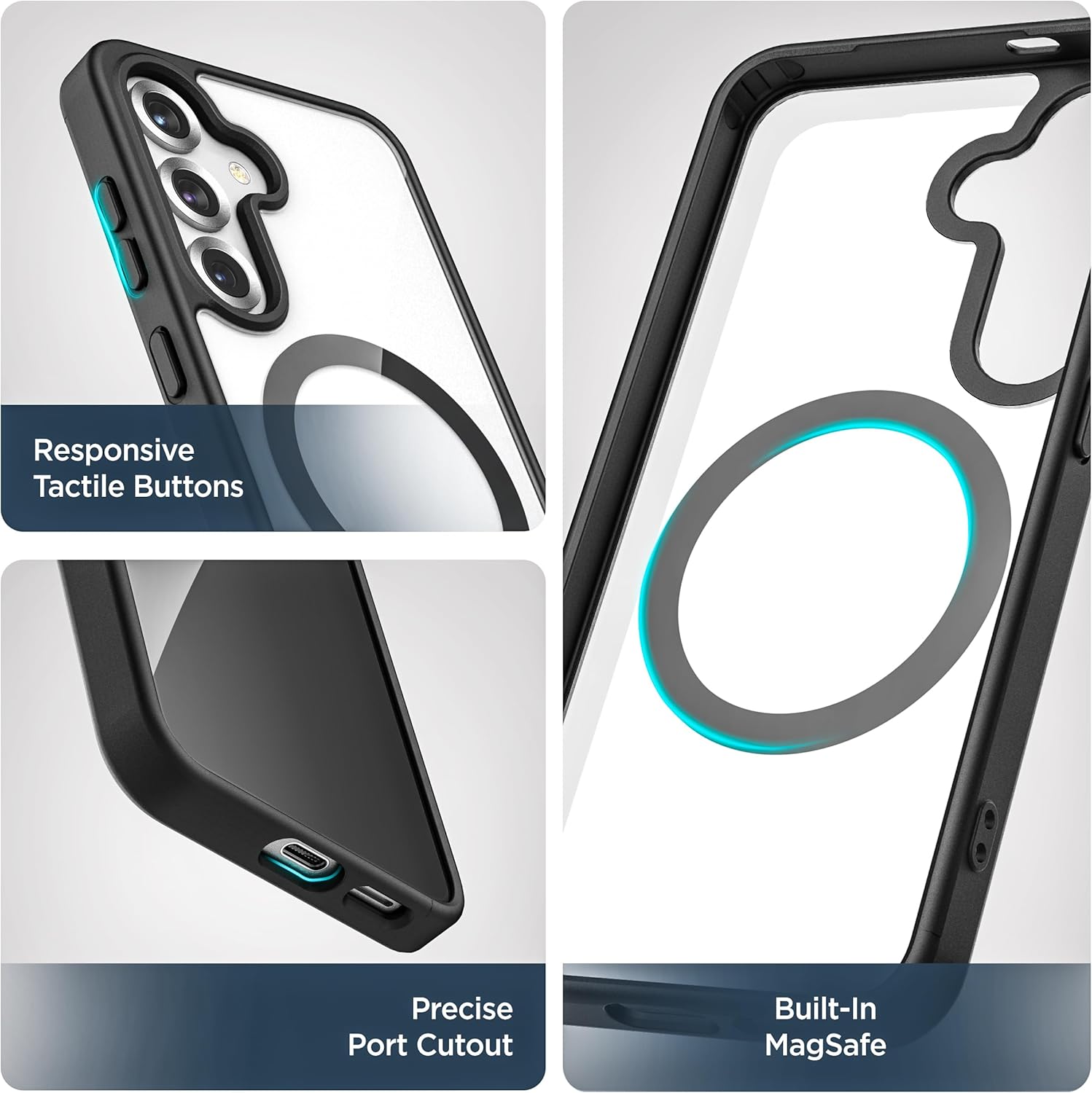 ENCASED 2-in-1 MAG Case with Grip for Samsung Galaxy S25 (Compatible with MagSafe) Magnetic Cover with Phone Holder (2025) Clear