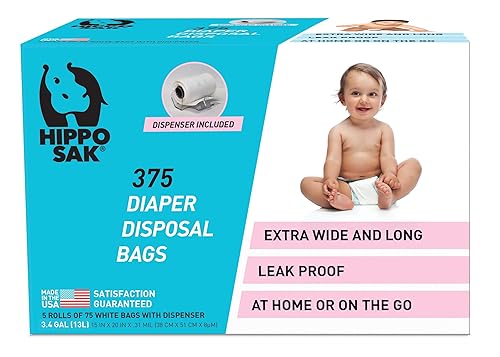Hippo Sak Bolsas de eliminación de pañales, 375 unidades, color blanco