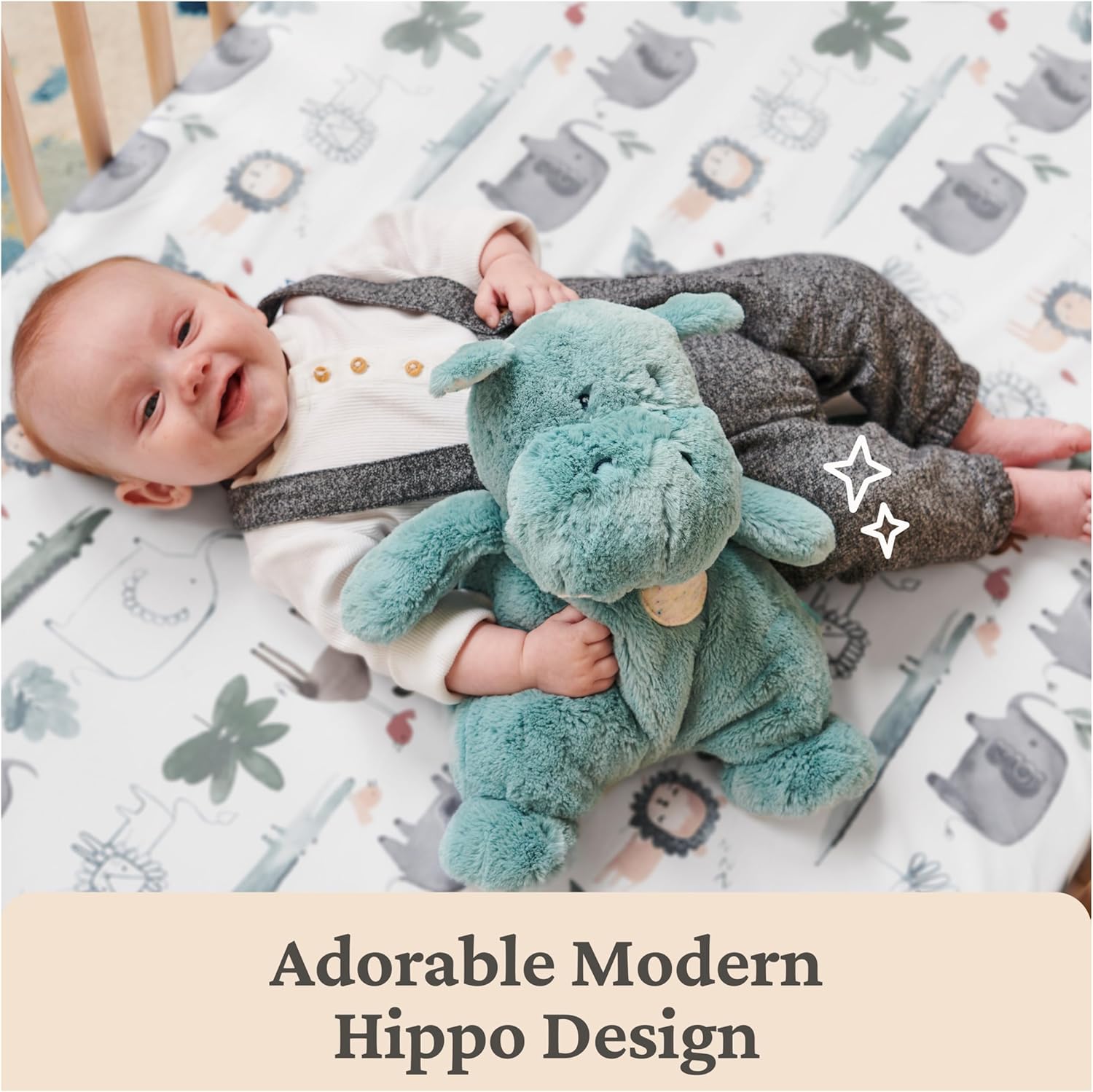 GUND Baby Oh So Snuggly Hippo Large Plush Stuffed Animal for Babies and Infants, Teal, 12.5”
