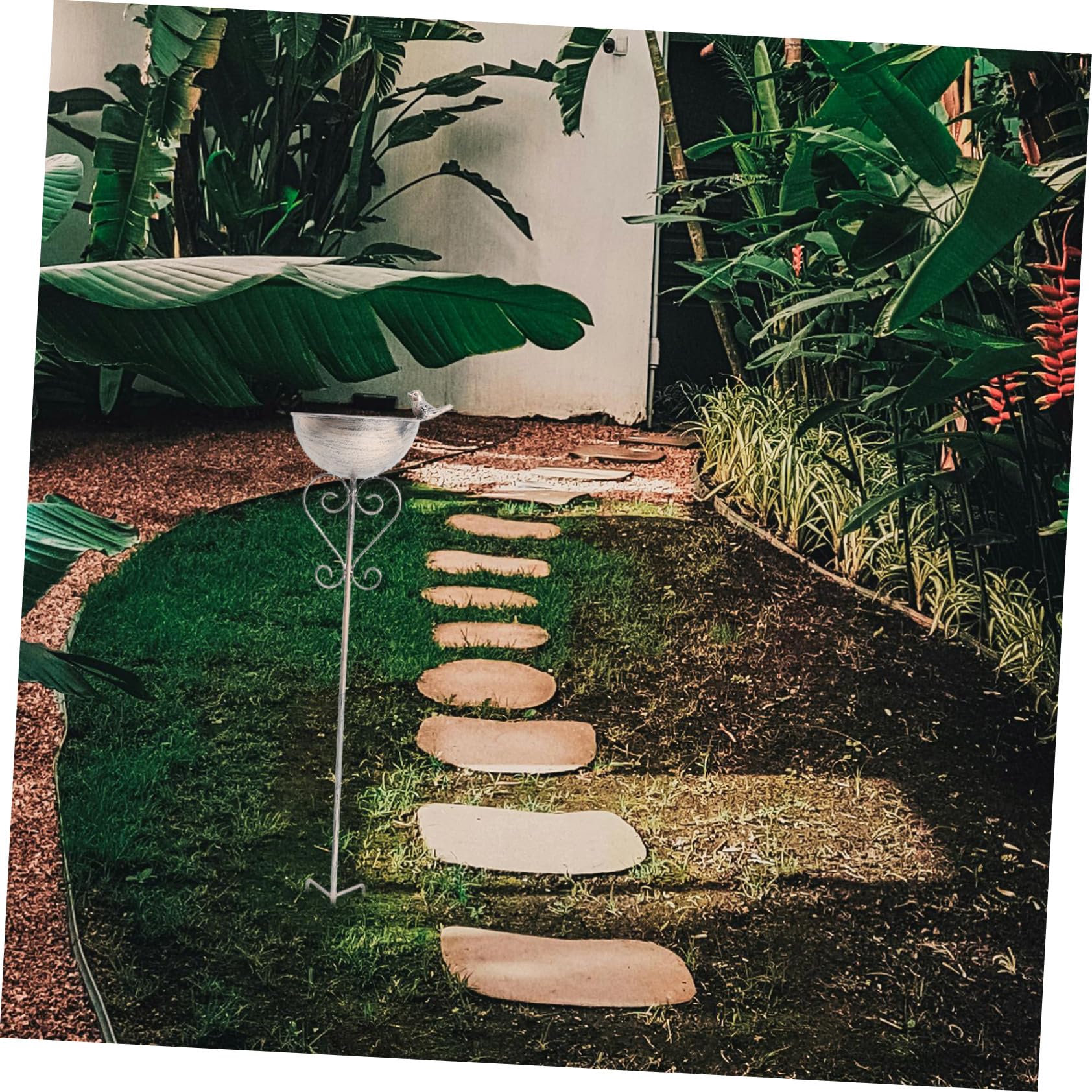 Mangiatoia per Uccelli da Esterno in Ferro Decorazione per Giardino Ciotola per Bagno per Uccelli Indipendente Uso Esterno