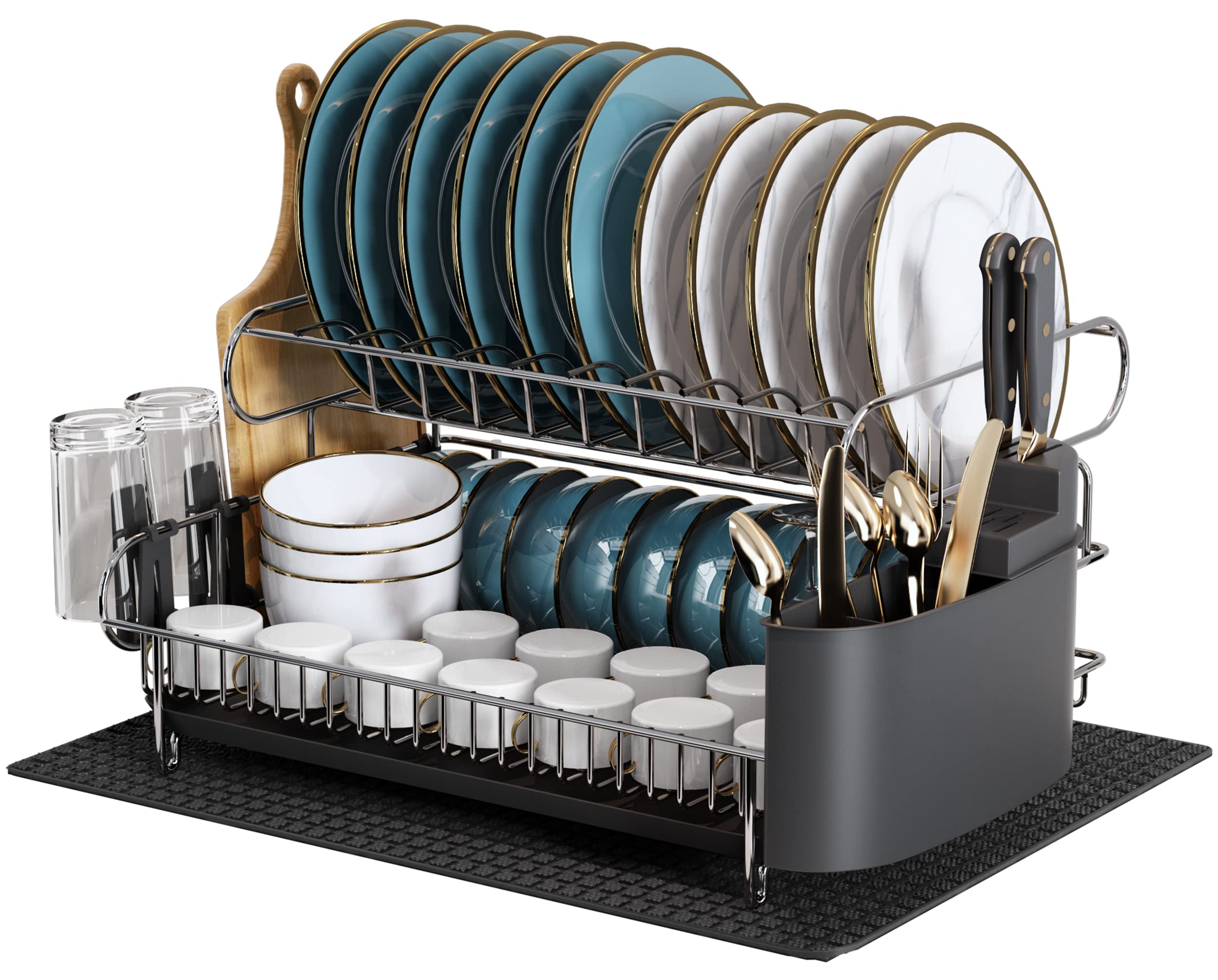 Buy 2 Tier Large Dish Drying Rack, Boosiny 304 Stainless Steel Dish