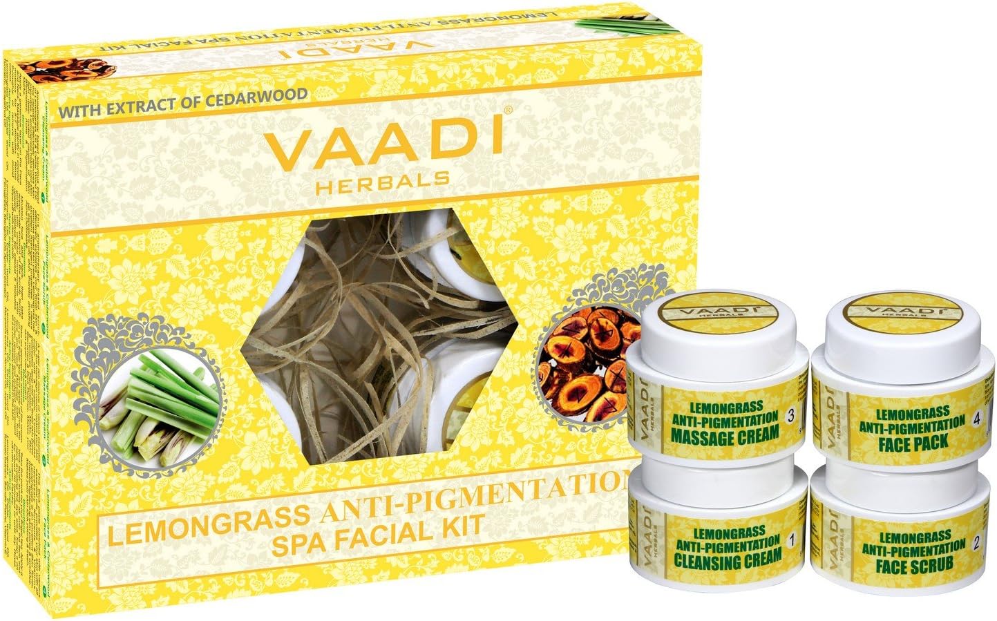 Vaadi Herbals Lemongrass Anti Pigmentation Spa Facial Kit with Cedarwood Extract, 70g
