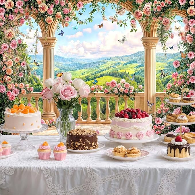 Fondo Fotográfico Rosa Floral 10x8ft para Fiestas y Bodas miniatura 4