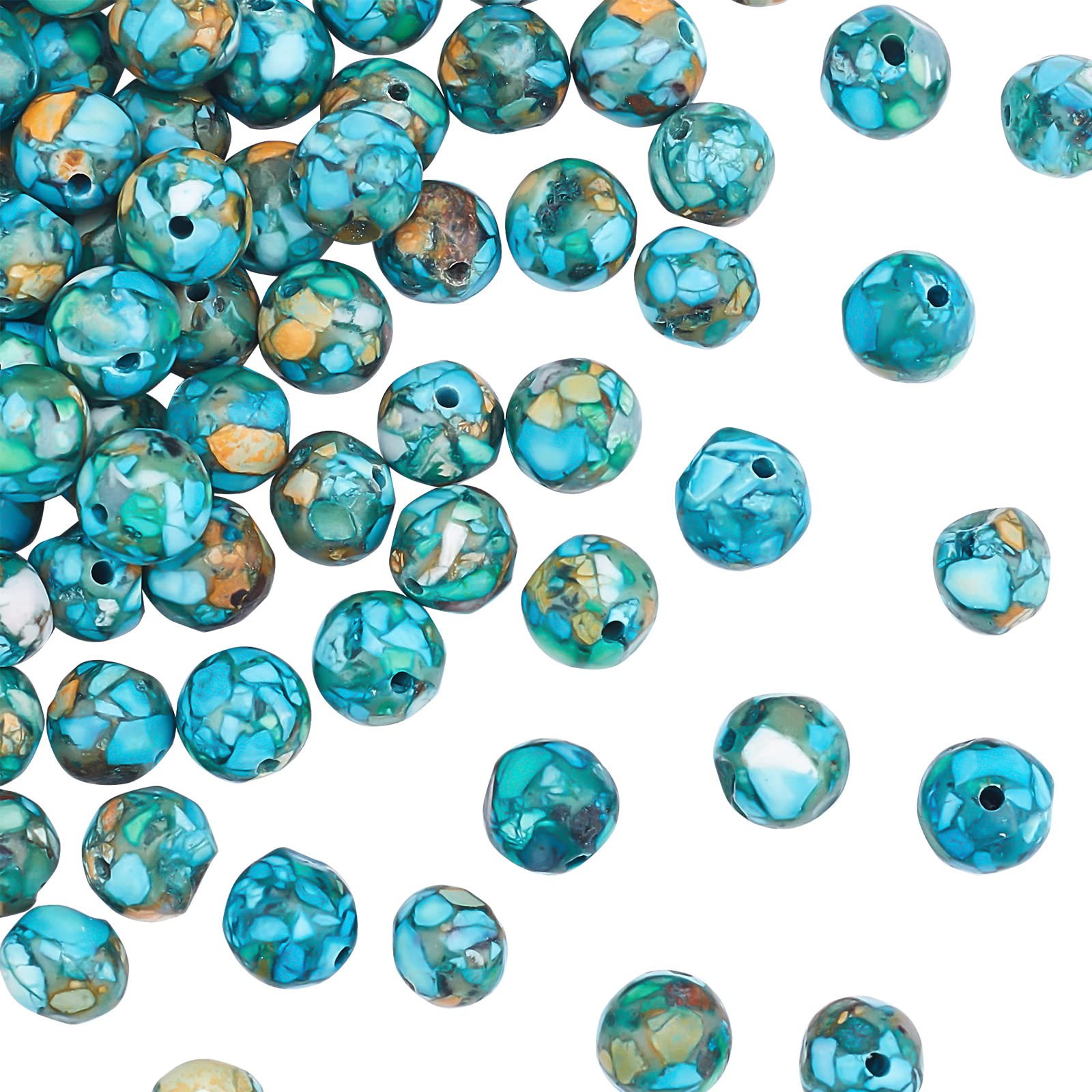 OLYCRAFT147pcs Synthetic Turquoise Beads 8 mm Turquoise Dyed Energy Stone Loose Beads for Bracelet Necklace Jewellery Making