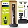 ماكينة تشذيب اللحية الكهربائية الأصلية للوجه والجسم OneBlade Pro 360 من Philips، وماكينة حلاقة وماكينة العناية بالجسم، 3 شفرات 360، مشط واحد بطول 20، طقم جسم واحد، حامل شحن واحد، حقيبة سفر واحدة، QP665235