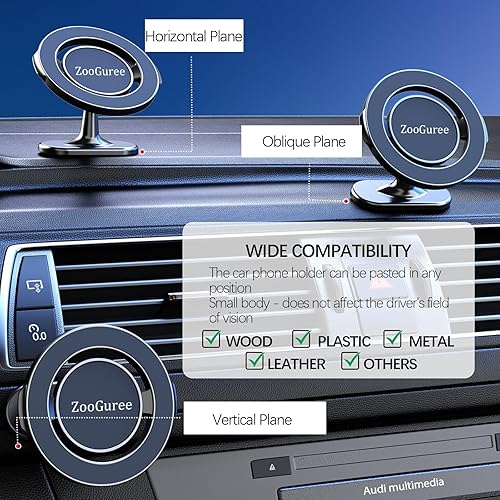 Miniatura 5 de Mag Safe - Soporte para automóvil 20 imanes fuertes Soporte magnético giratorio de 360 para tablero de instrumentos manos libres Soporte ajustable