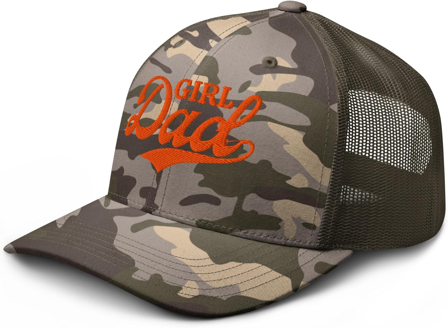NX Camo Girl Dad Embroidered Curved Bill Camouflage Trucker Hat Low Crown Adjustable Cap