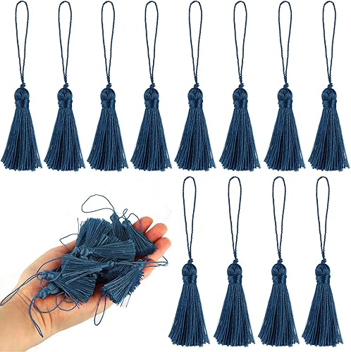 BEL AVENIR 45 mini borlas para marcapáginas de 3.75 pulgadas3.7 in, borla sedosa hecha a mano con lazo de cordón de 2.15 pulgadas, borlas pequeñas