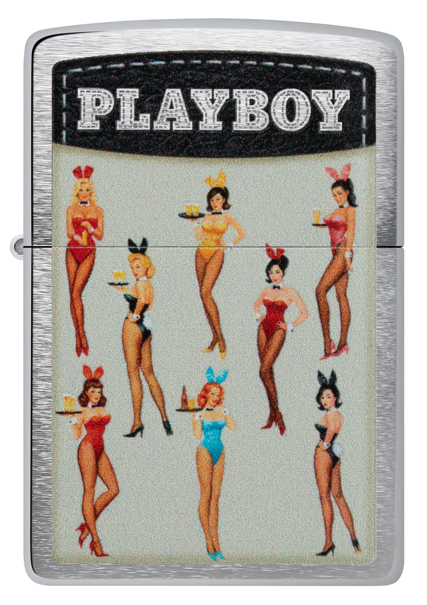 Zippo Sturmfeuerzeug - Playboy, Brushed Chrome, Color Image - Nachfüllbar - Wiederverwendbar - Windfestes Design - Geschenkbox - Made in USA