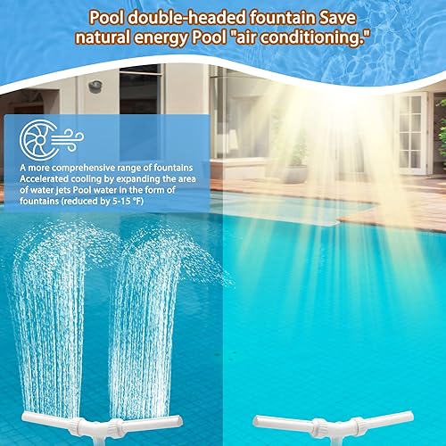 Miniatura 4 de VYH Pool Fountain for Above and In-Ground Pools, Adjustable Dual Spray Pool Waterfall, Pool Cooling Sprinkler System with Adjustable Height &