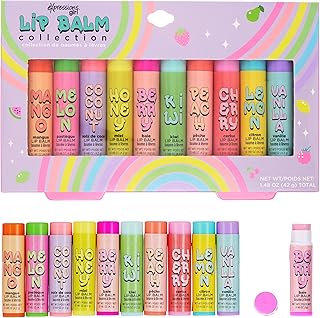 10pc Fruity Lip Balm Collection - Hydrating Lip Balms Infused w/Fresh Fruity Flavors - Vitamin Enriched Nourishing Lip Balm Set