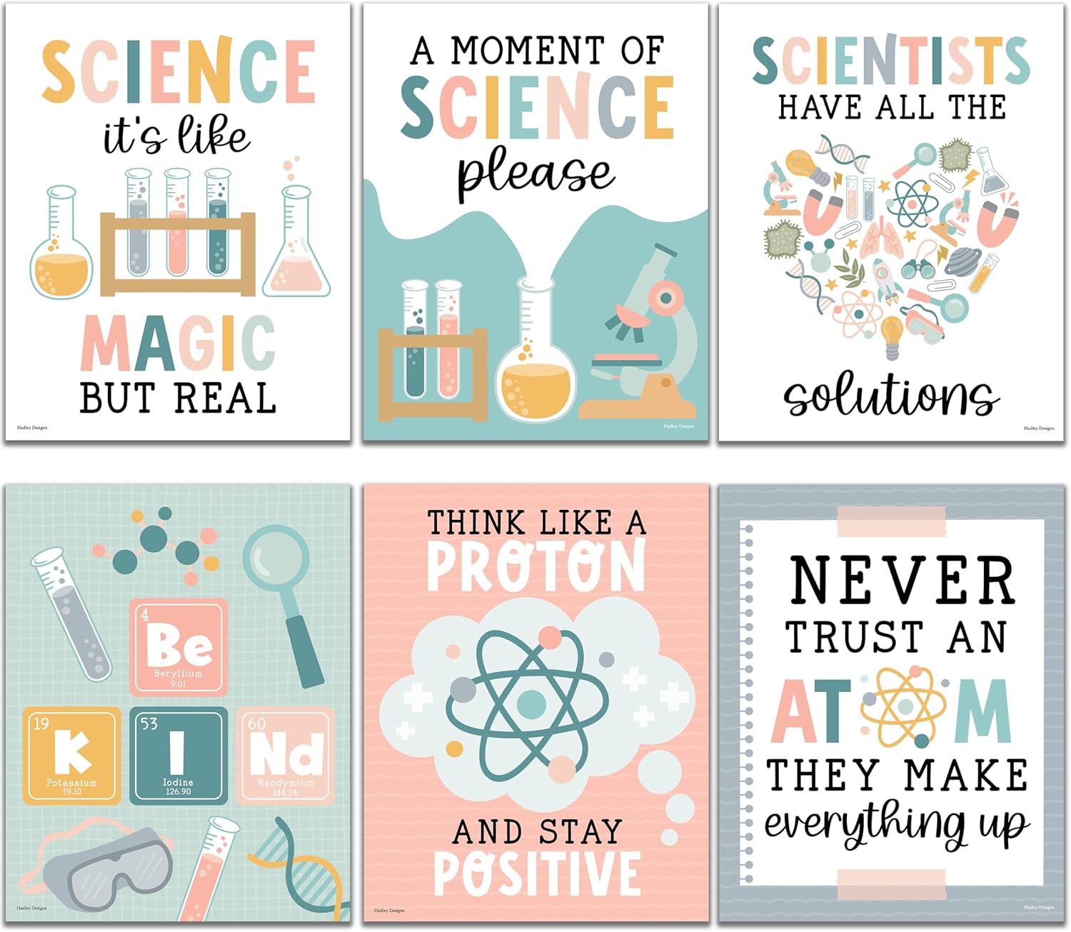 Amazon.com: Hadley Designs 6 Science Posters for Classroom Decor ...
