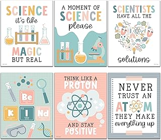 Hadley Designs 6 Science Posters for Classroom Decor – Inspirational and Fun Science Classroom Decor for Elementary & Middle School, Boho Motivational Wall Art