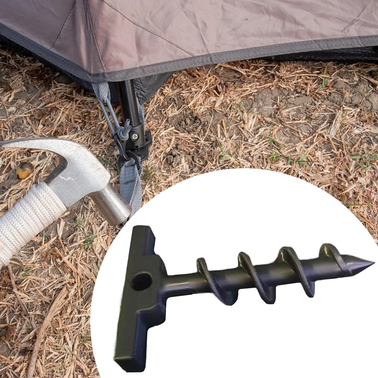 Heavy Duty Ground Anchor Tent Stake Windproof Spiral for Canopies Swing Hiking Backpacking Sheds 5.51inch