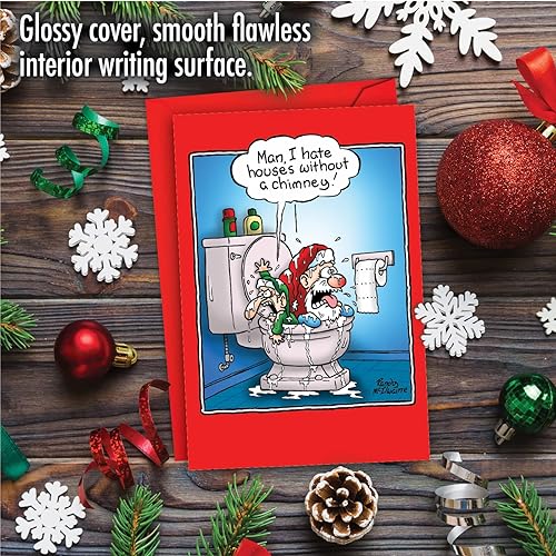 Miniatura 5 de NobleWorks - Divertida tarjeta de felicitación navideña con sobre (4.63 x 6.75 pulgadas) - Humor de broma navideña - Casa sin chimenea 5892