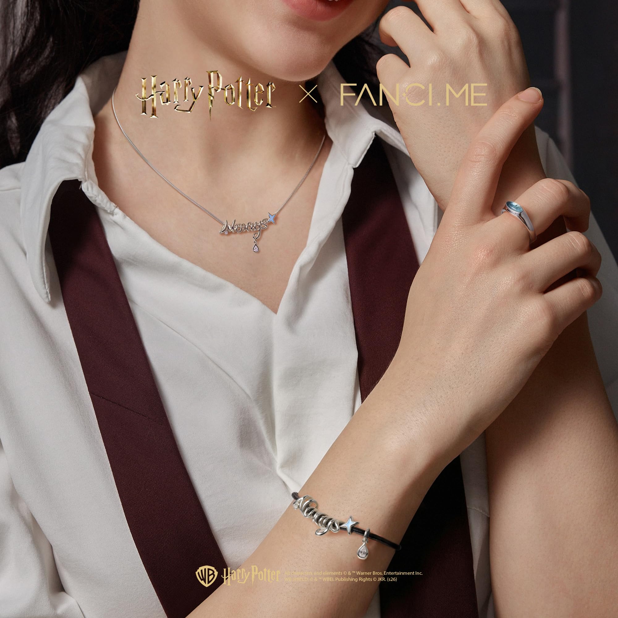 FANCIME Harry Potter x Kollaboration - Always Halskette Armband, Silber, Sterling Silber Schmuckgeschenke für Damen Mädchen