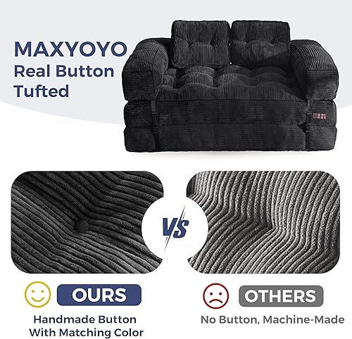 Miniatura 6 de MAXYOYO Sofá cama plegable, sofá cama convertible en forma de L con reposabrazos, sofá cama plegable con almohada, silla plegable portátil, cómodo