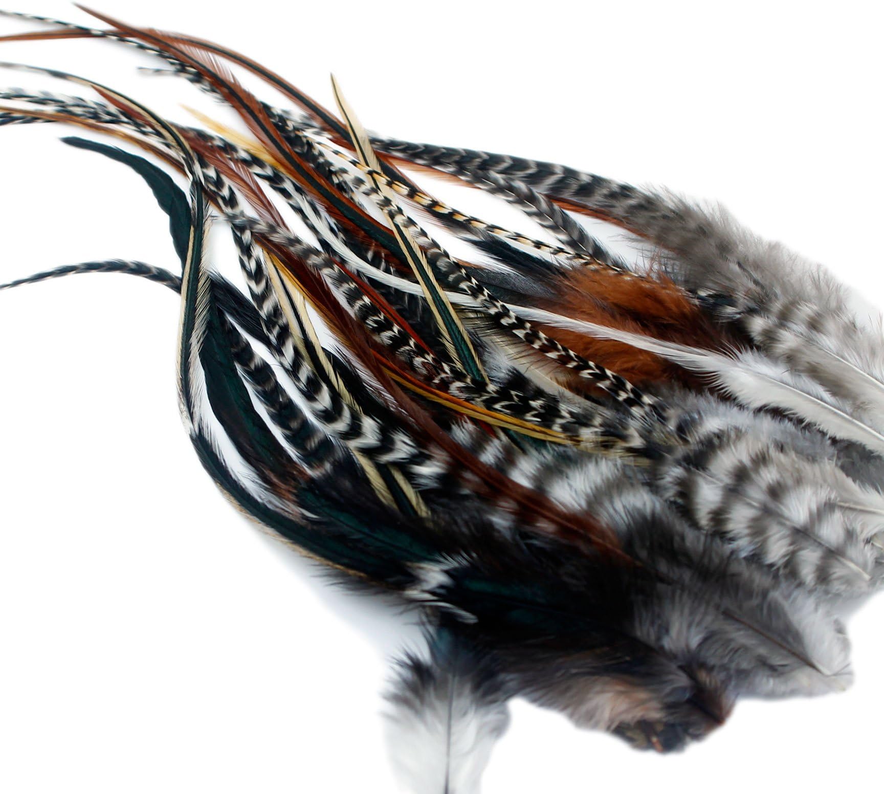 Real Feather Hair Extensions - 25 Fluffys + 25 Rings/Loop/Instructions