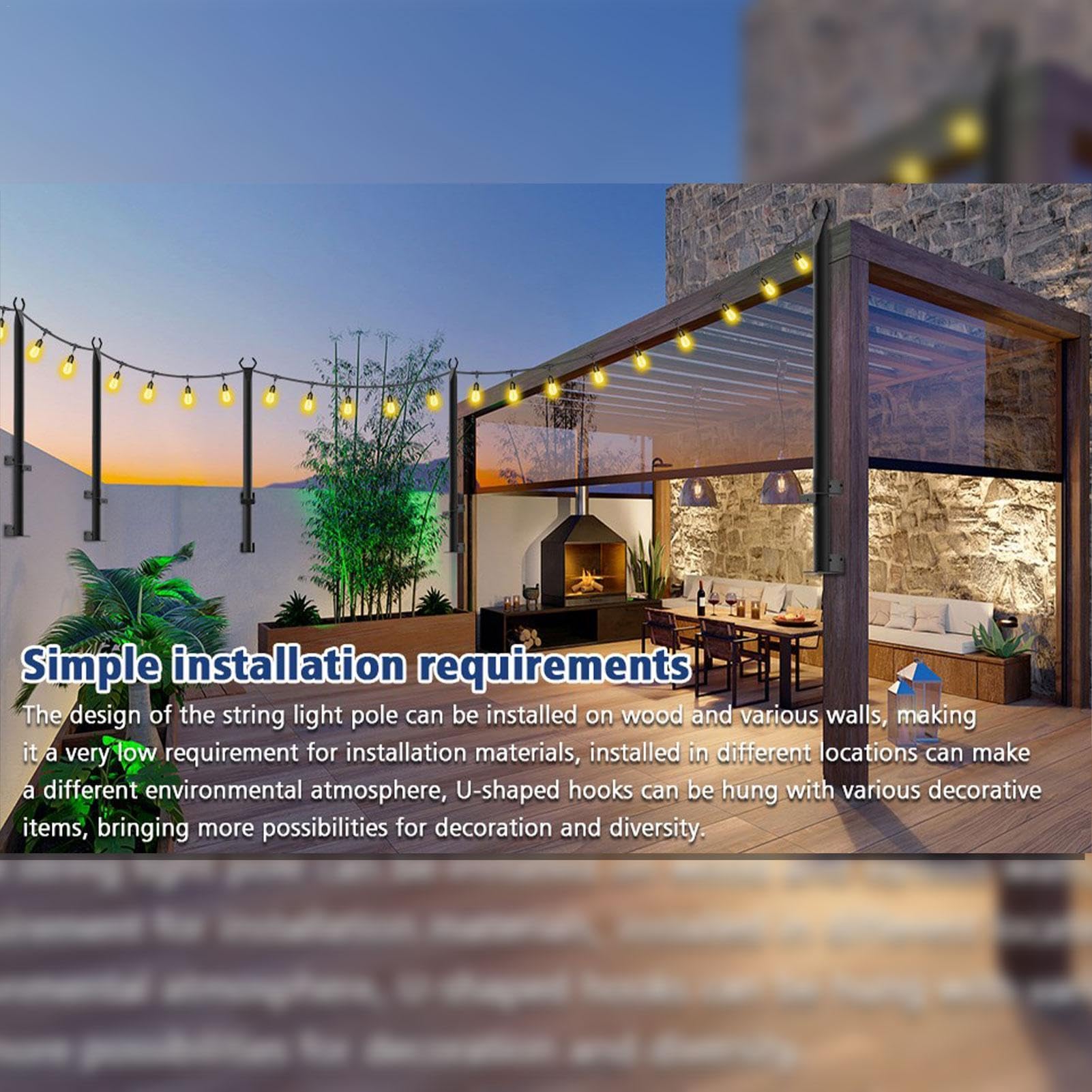 Orifesio Lichterketten Halterung Outdoor - 2 Stück Metallstangen Für Garten & Terrasse