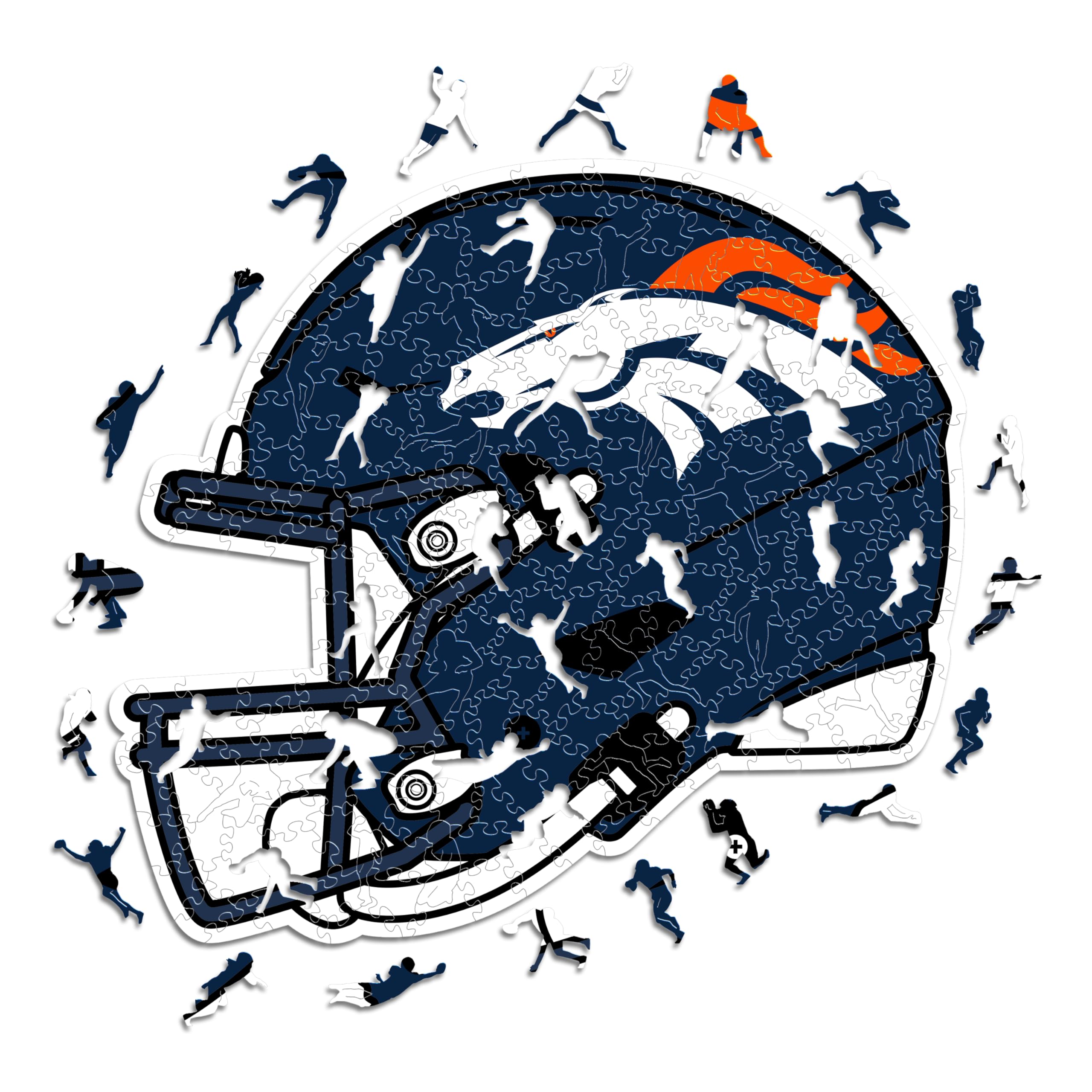 Iconic Puzzles – Helm Denver Broncos, offiziell Lizenziertes NFL-Holzpuzzle, 100% nachhaltig, Geschenk für Erwachsene und Kinder, Größe S, 150 Teile