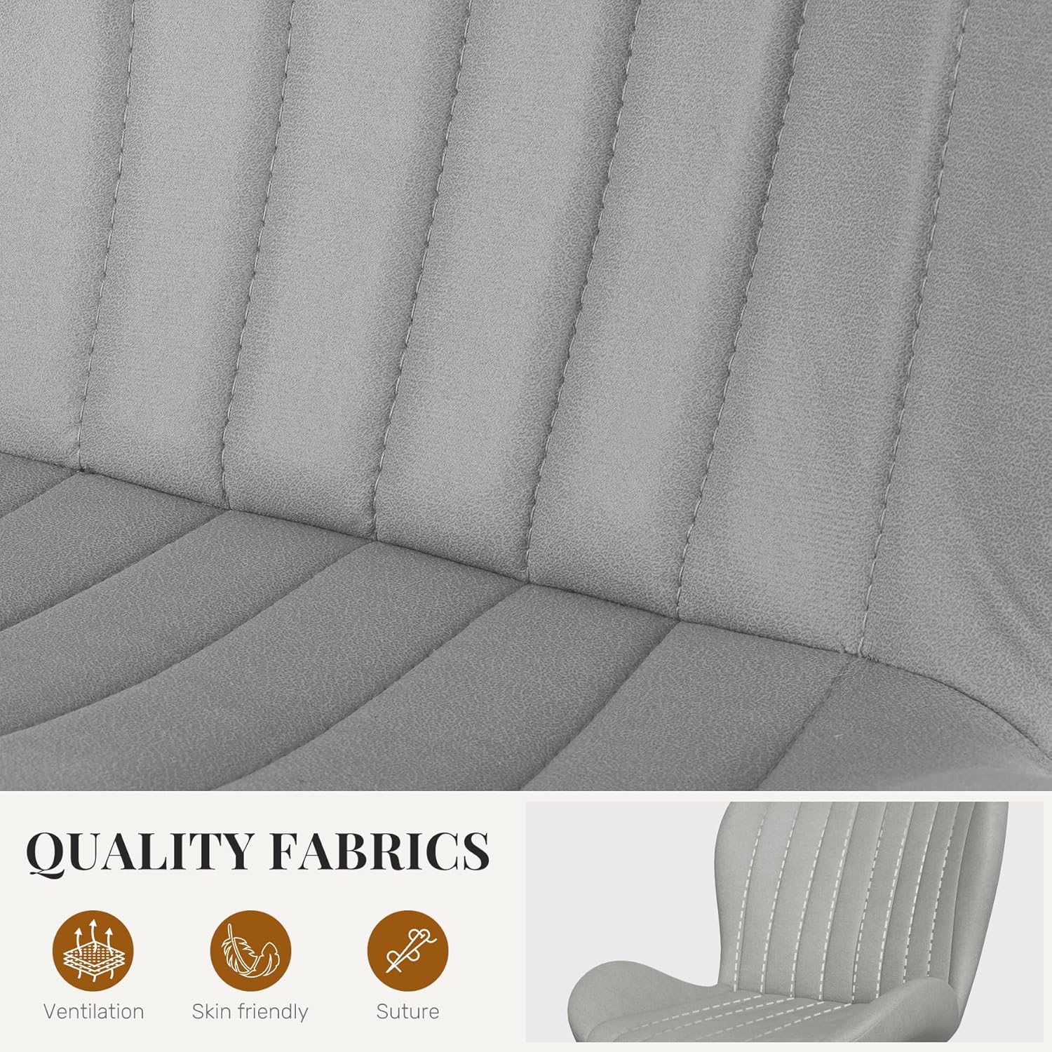 Dining Chairs Set of 4 Modern Fabric Dining Room Chairs Upholstered Dining Chairs with Thick Cushions Metal Legs Armless Back Chair for Kitchen and Living Room Light Gray Light Gray (Fabric) Set of 4