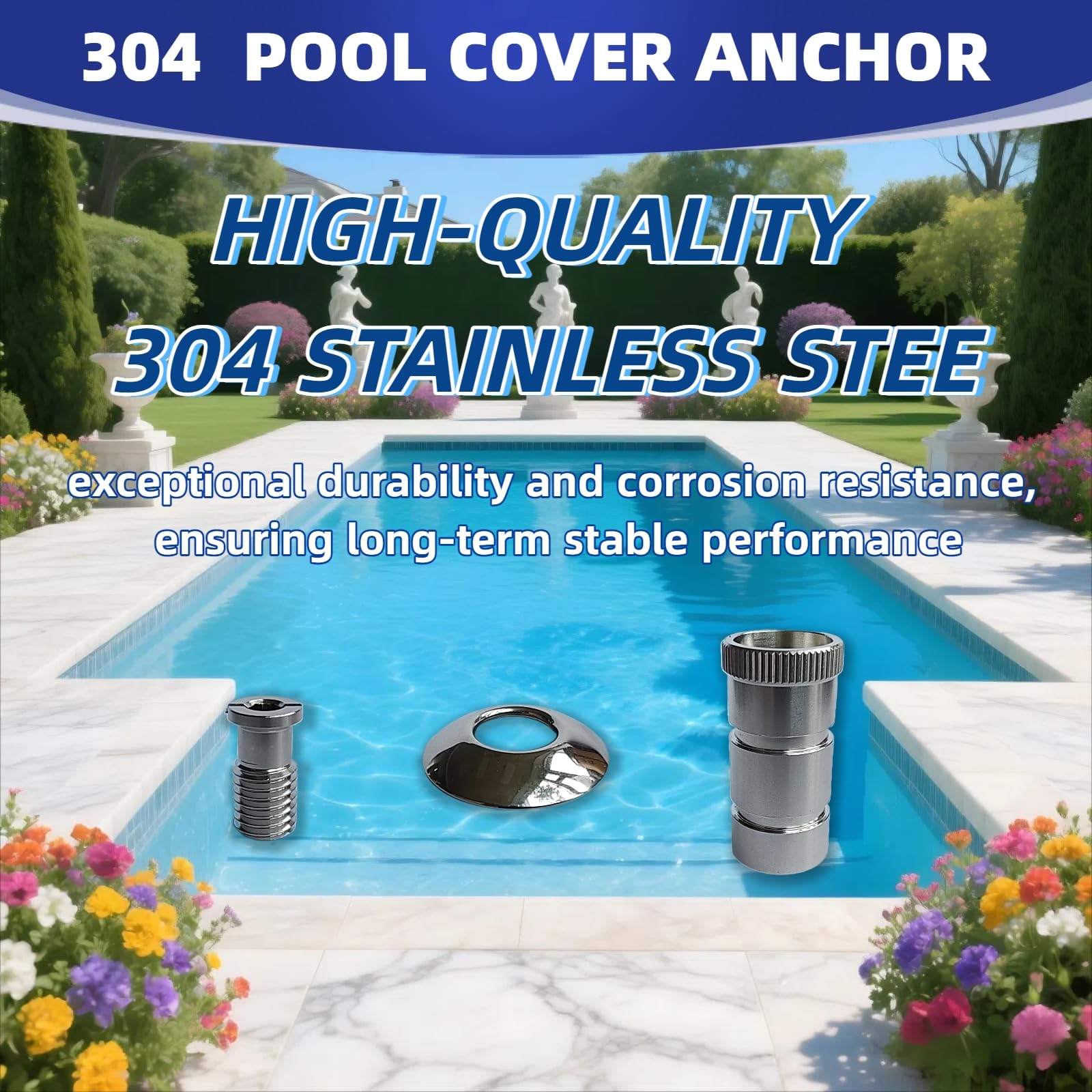 Poolabdeckungsanker aus 304 Edelstahl, 10 Stück