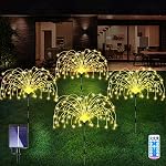 Lumières solaires extérieures, paquet de 4 120 LED Les feux d'artifice solaires imperméables sont 8 Modes Décorative Sparkles Stake Landscape Light, Jardin de fil de cuivre Lampe de feu pour jardin Patio Decor (Multi-Color)