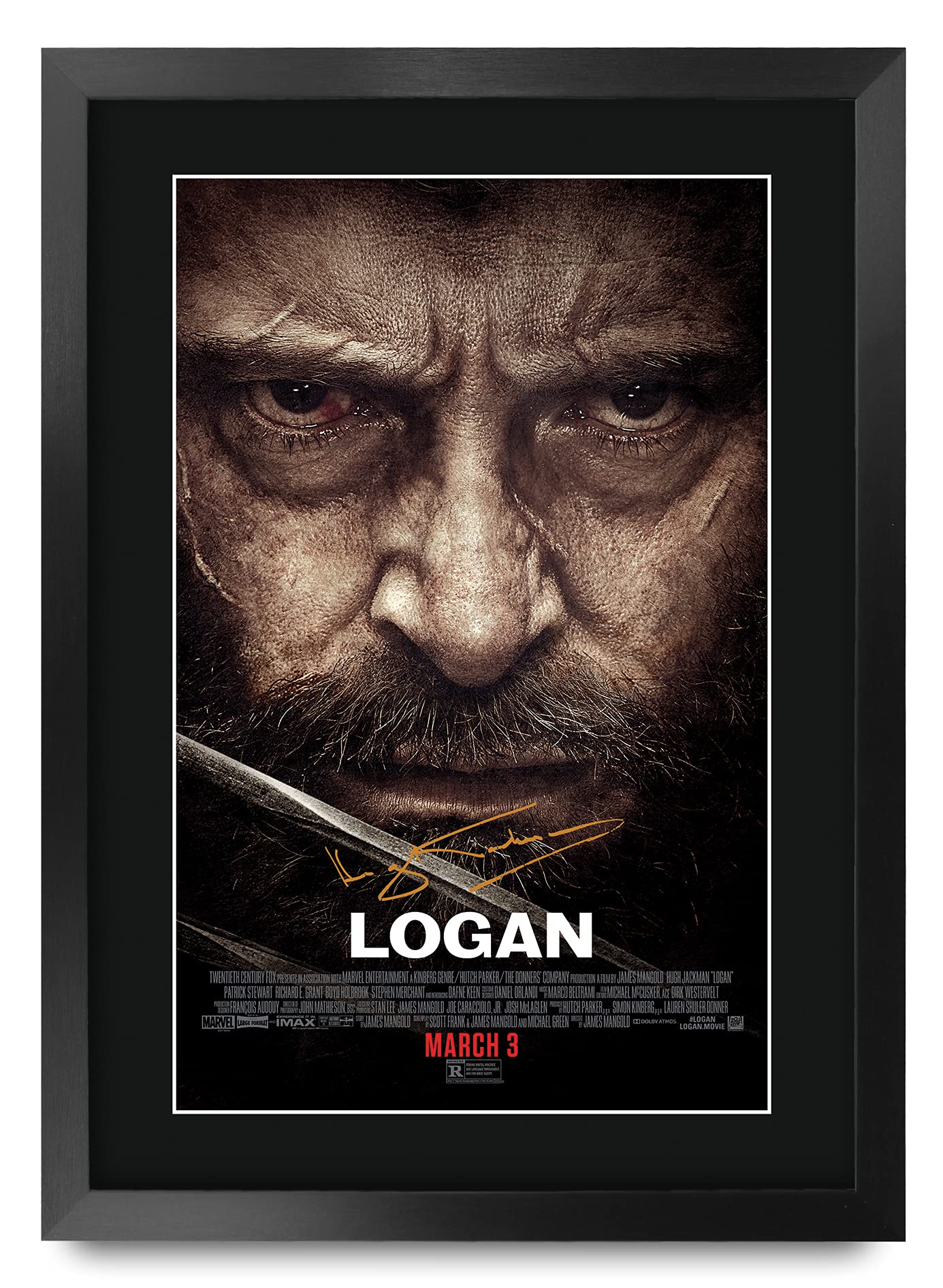 Stampa Fotografica Autografata Di Hugh Jackman (Wolverine) - Con Lettera Di Autenticità, Display Nero, Targa Argento - Per Collezionisti E Fan
