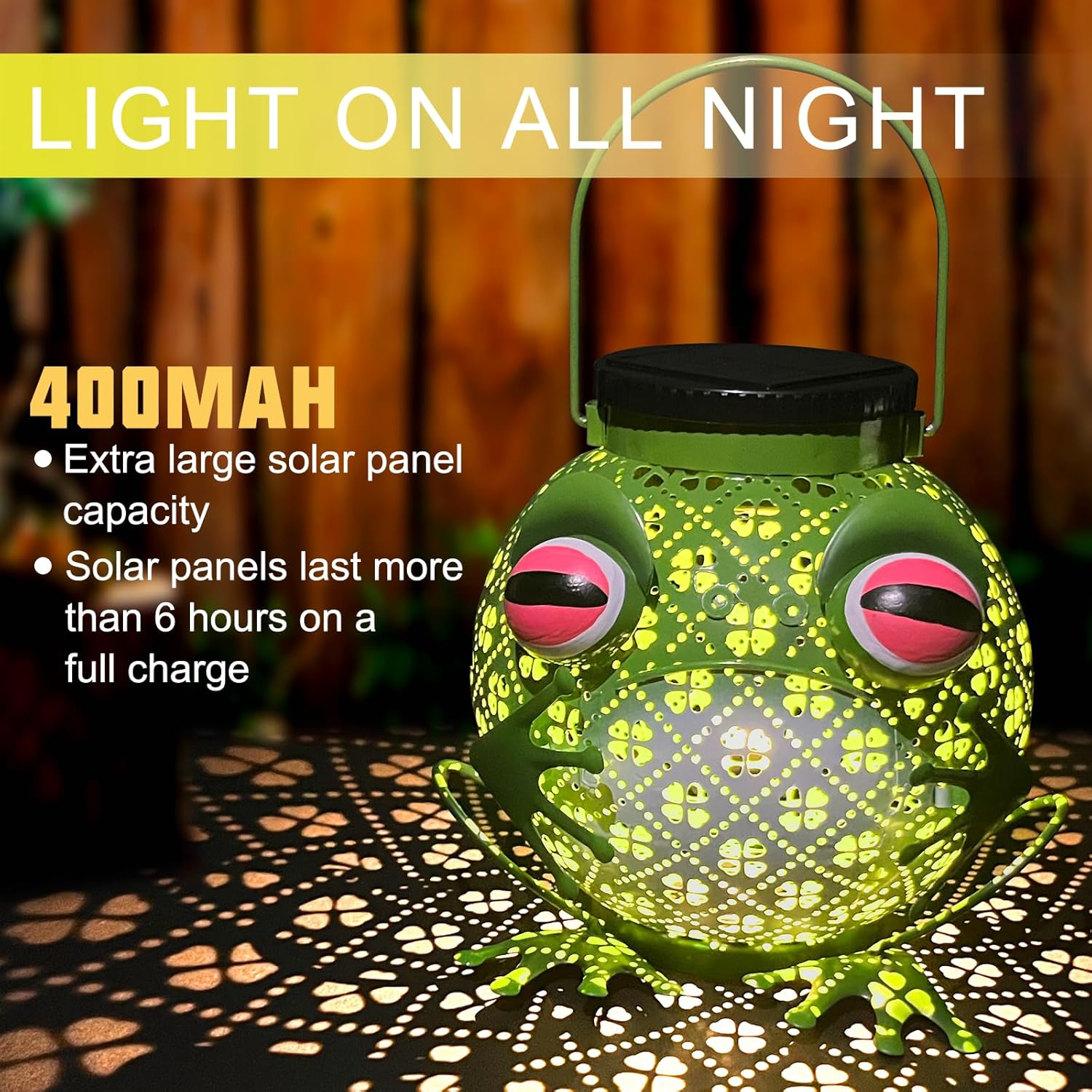 2 Pack Solar Lanterns Outdoor Waterproof Frog Metal Hanging Lantern Outdoor Hanging Solar Lights with Sound, Outdoor Lanterns for Yard, Garden, Patio, Porch - Image 3