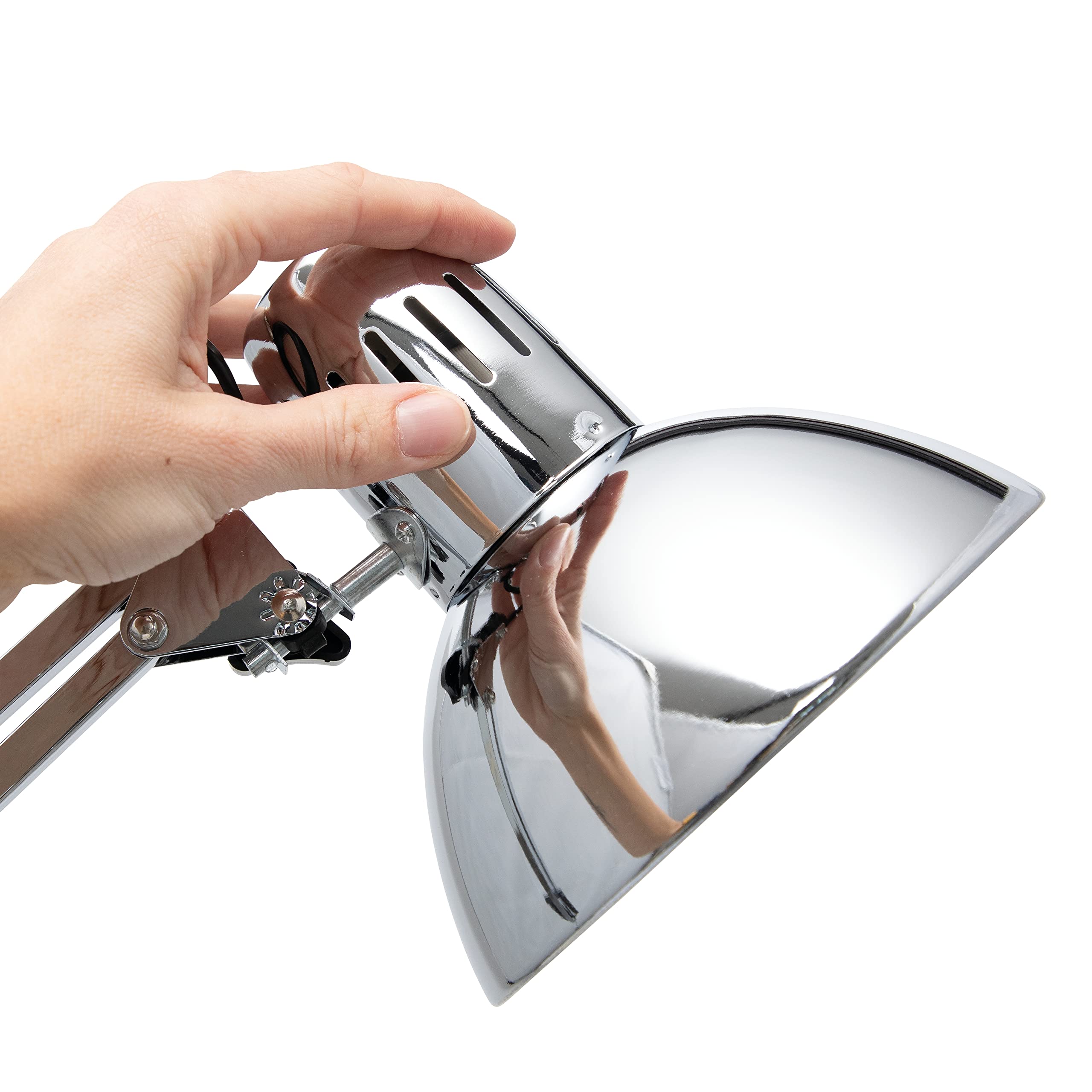 MAUL Lampa Biurkowa MAULstudy, Designerska Lampa Zaciskowa z Ramieniem Przegubowym, Metalowa, Regulowana Lampa Biurowa, Ekskluzywna Żarówka, Chrom
