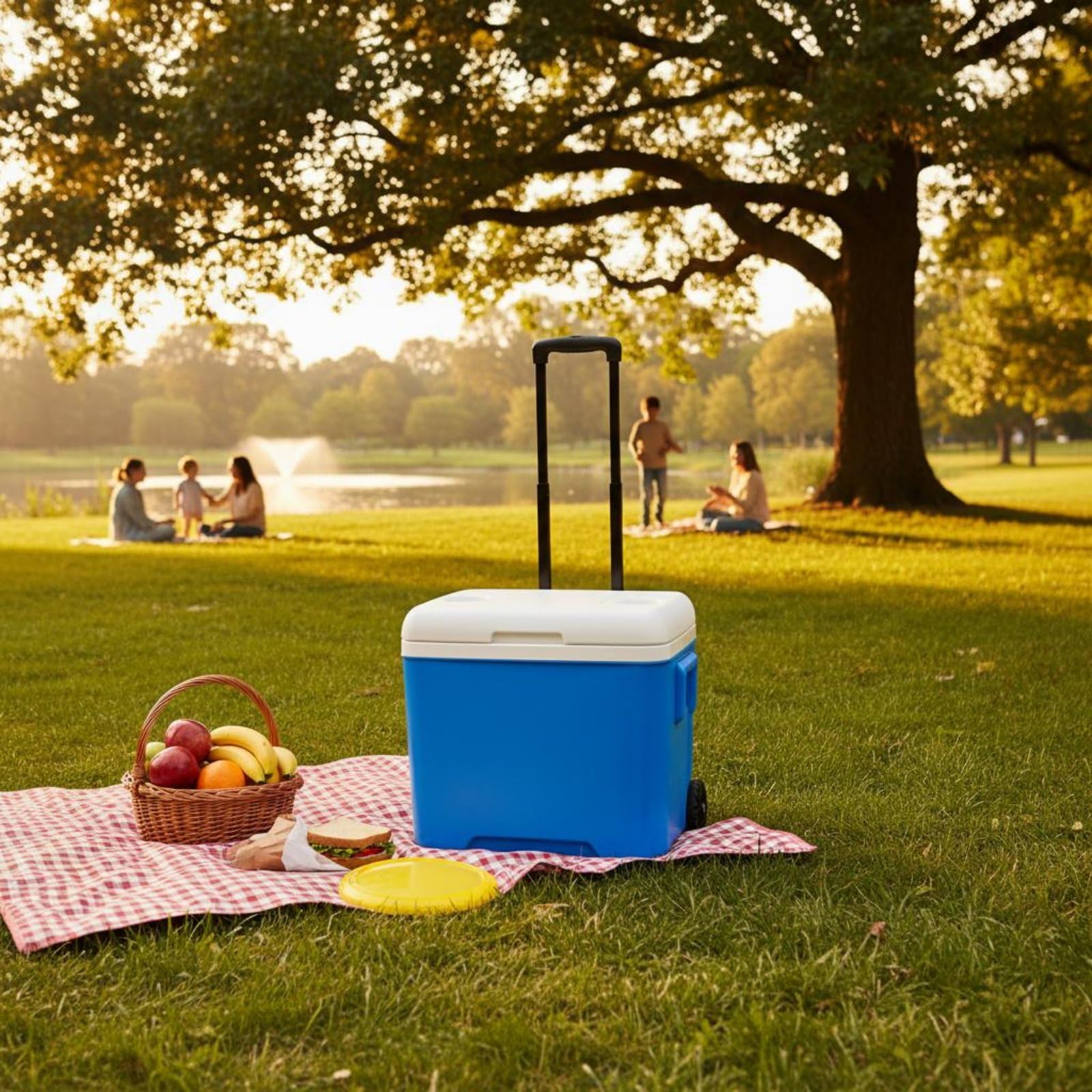Roller Carrello Frigo Portatile Borsa Termica Ghiacciaia Isolata con Schiuma PU Spessa E Materiale per Uso Alimentare Struttura Durevole Adatto a