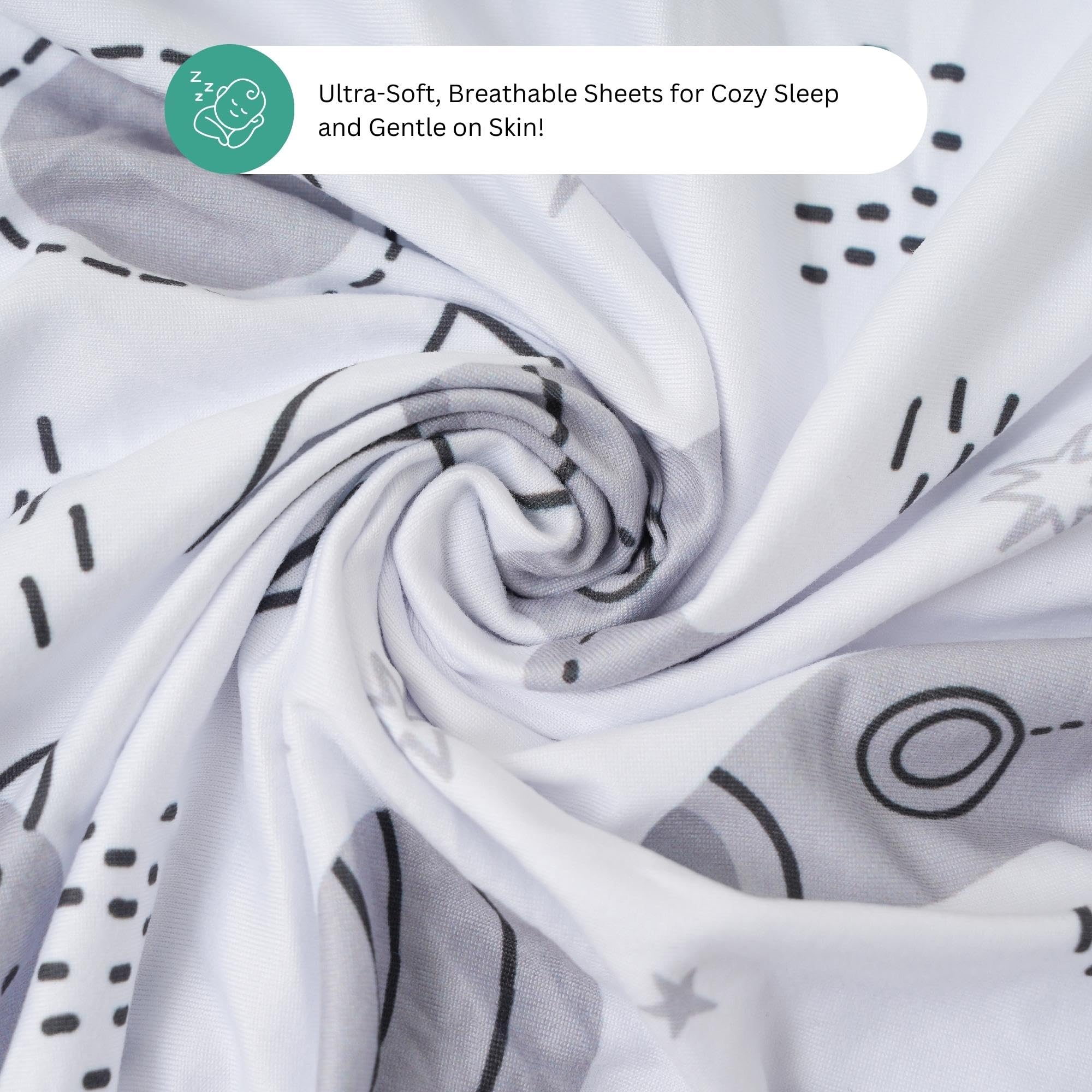 TansyPanda Lot de 3 draps de berceau pour couffin Angelbliss, Koolerthings et Koola, 83,8 x 50,8 cm, ultra doux, respirant, ajustement parfait, unisexe, garçons et filles, gris blanc (fusées