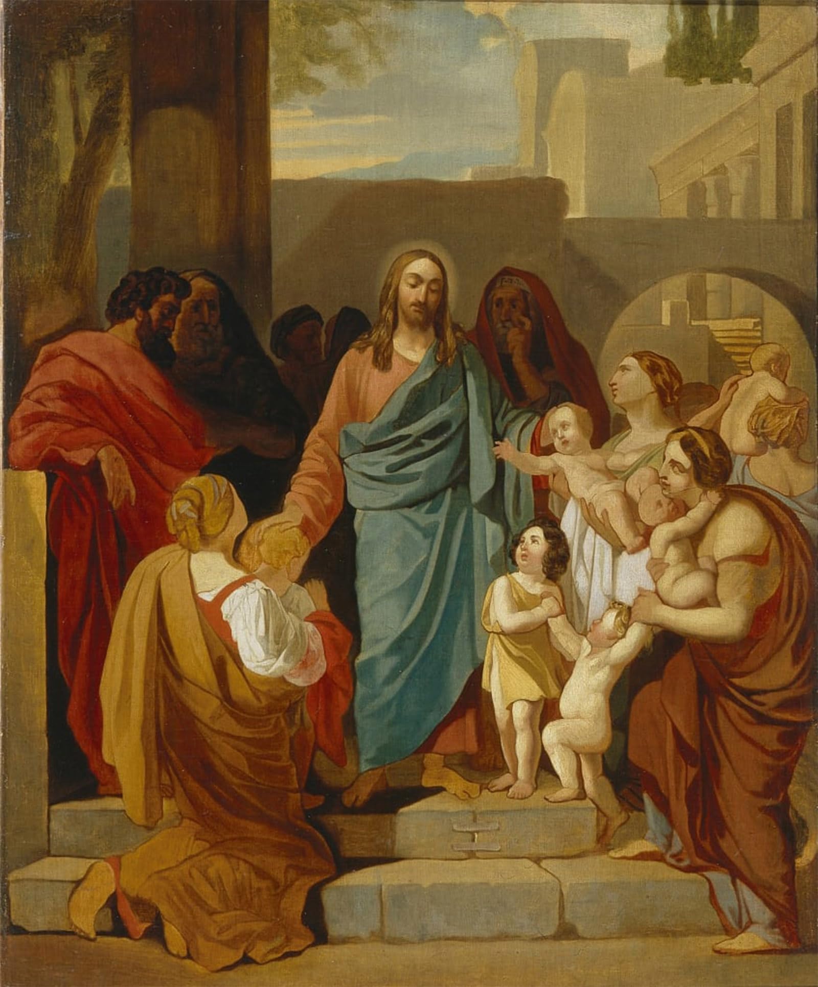 ARTXLXXBN Famous Painting Canvas Artwork Graffiti Print Christ Blessing the Children by Karl Pavlovich Bryullov Portrait Canvas Image for Home Decor 60x90cm