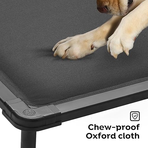 Miniatura 4 de Veehoo Cama elevada para perros a prueba de masticaciones, catre elevado duradero para mascotas con tapete impermeable relleno de algodón de
