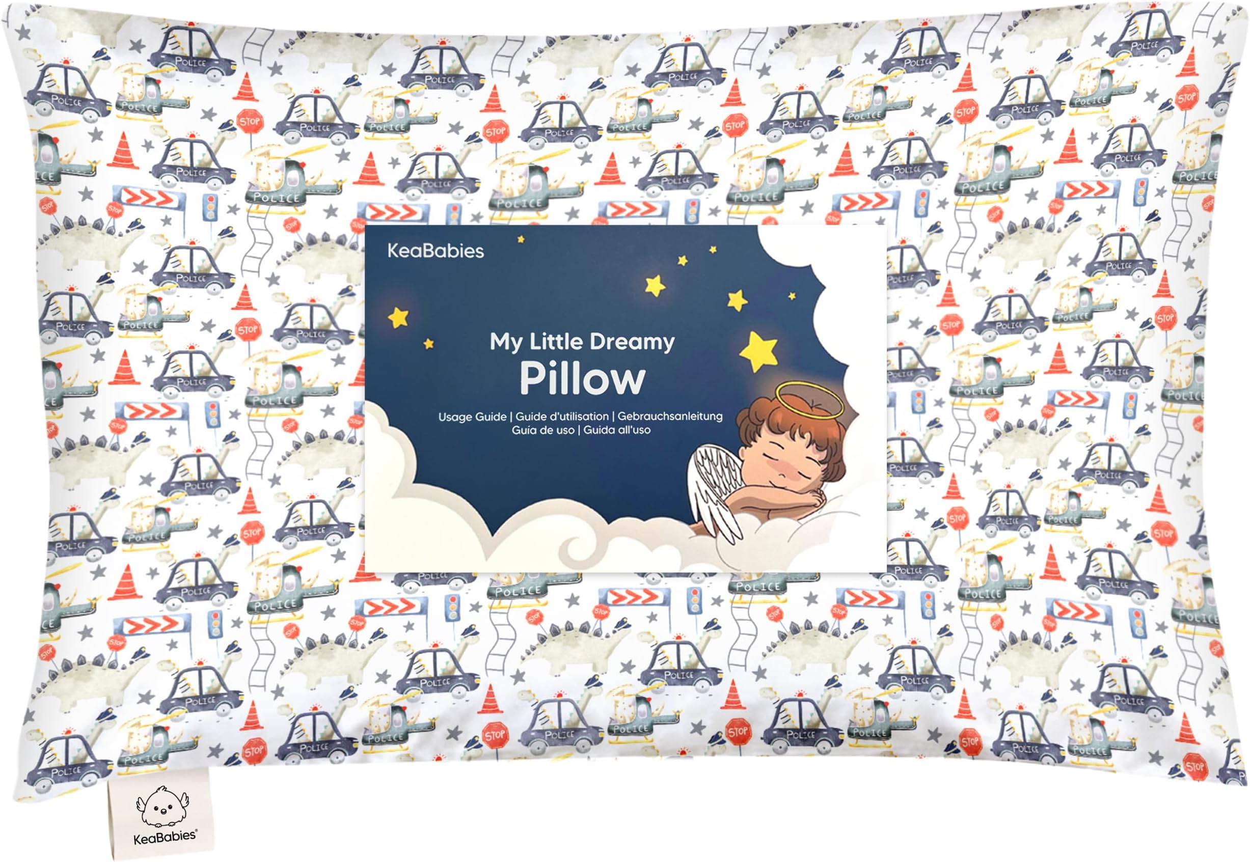 Toddler Pillow with Pillowcase - 13x18 My Little Dreamy Kids Travel Bed Pillows for Sleeping, Organic Cotton Small Pillowcase, Soft & Breathable, Machine Washable, Toddlers 2-5 years old (Dino Patrol)